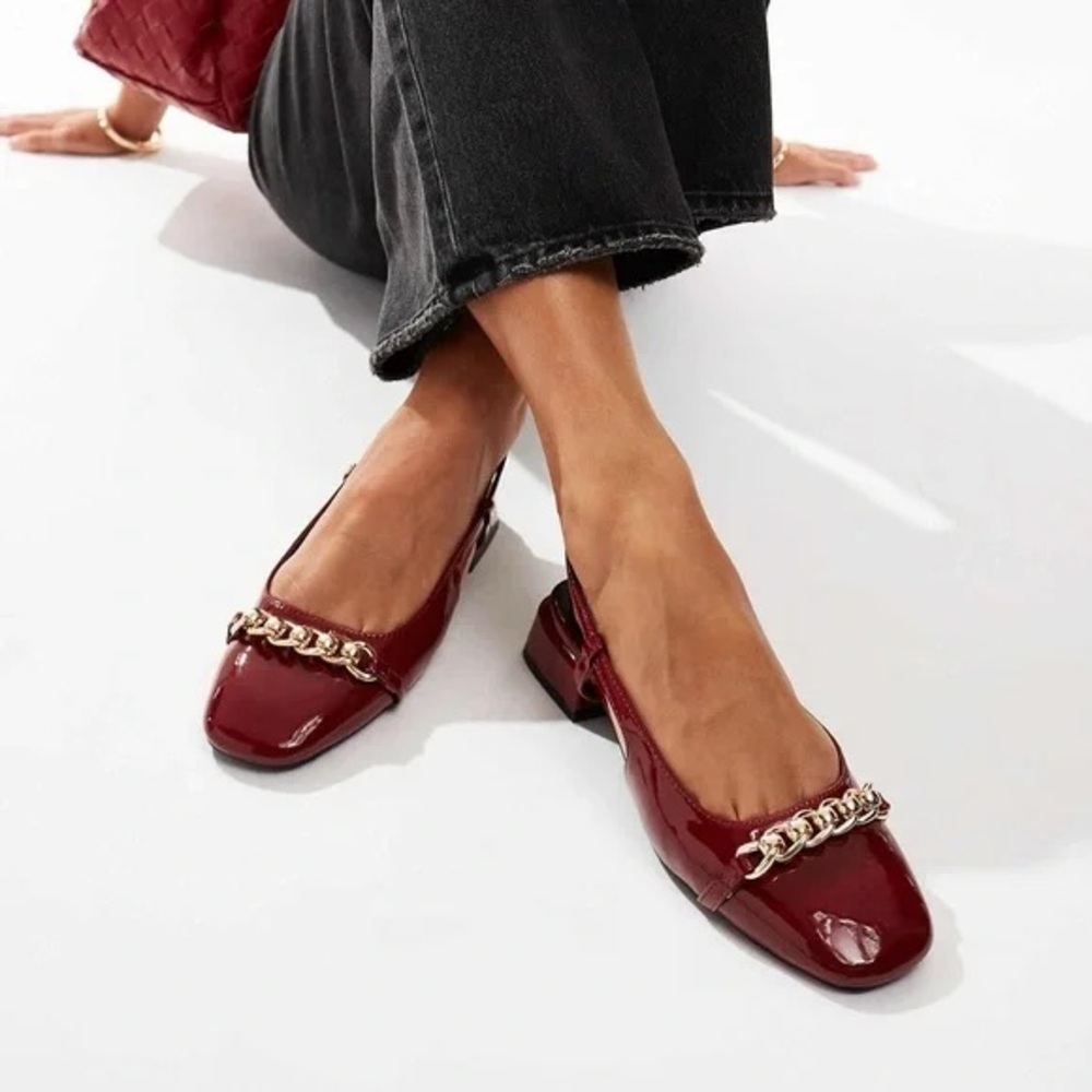 ASOS Burgundy Chain Detail Flats